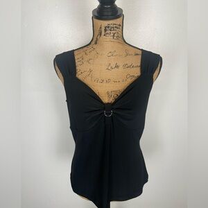 White House Black Market Liquid Knit Tank Top Size M Color Black Babydoll Y2K